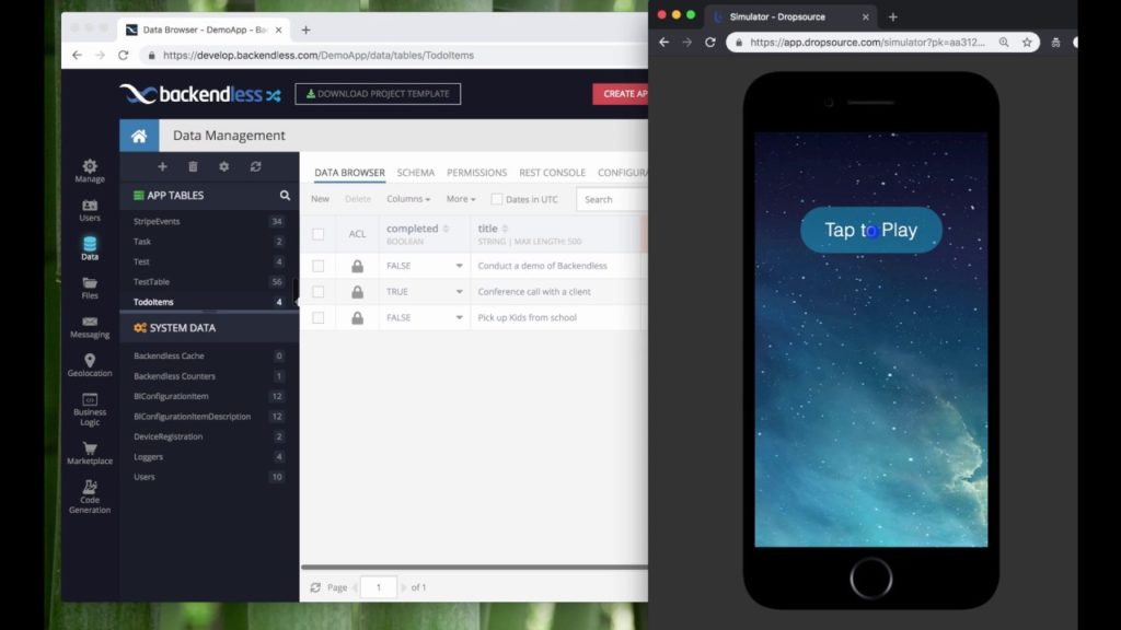Develop a client/server mobile app without any coding. 100% codeless