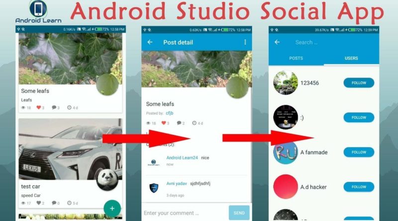 How to make social media app in android studio