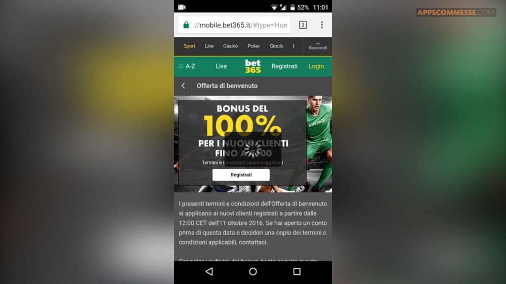 BET365 App scommesse sportive Android