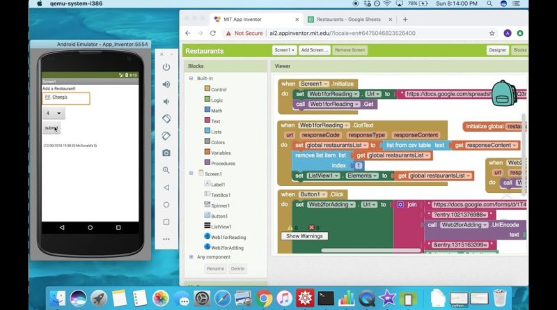 How to Send Data to a Google Sheet with MIT App Inventor