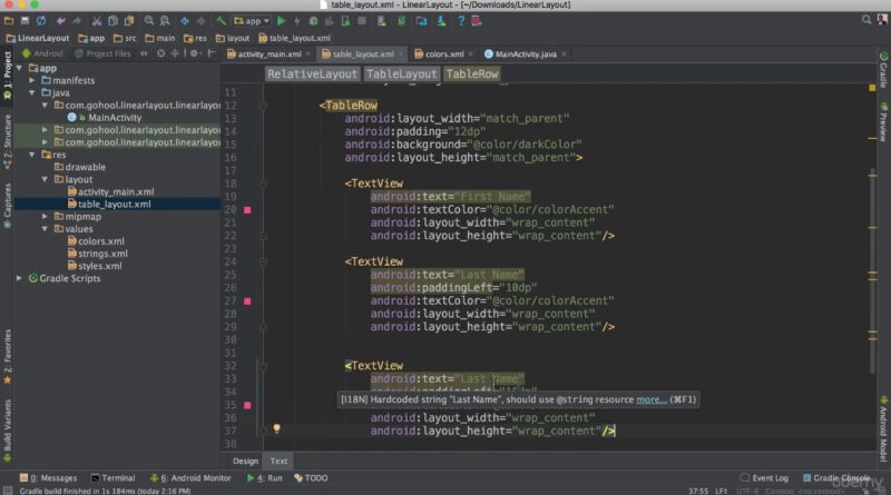 Kotlin Developer Masterclass - Build Android & Kotlin Apps : TableRow Layout