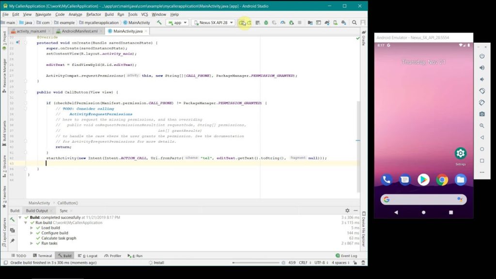 How to call or dial a phone number from your own custom Android App? - Complete Source code