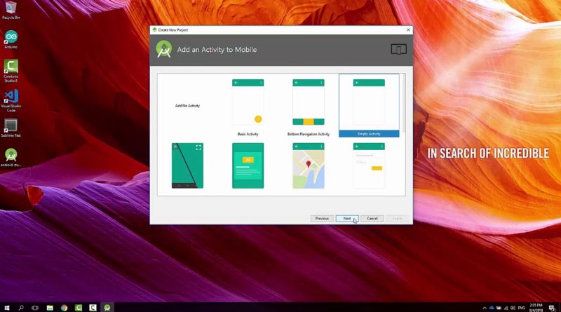 Install Android Studio and create first mobile application (Windows 10)