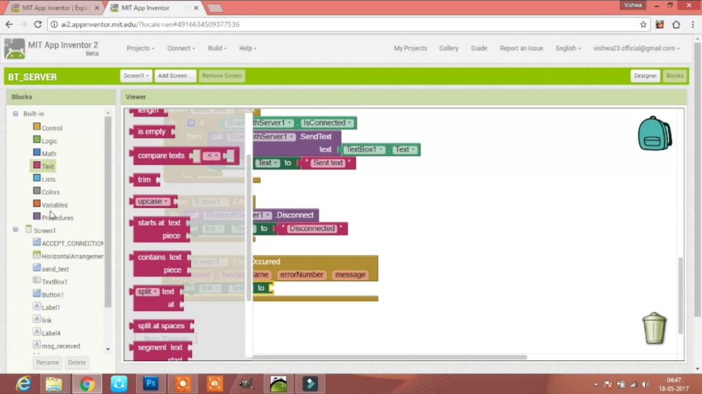 Make a Bluetooth communication app using MIT app inventor