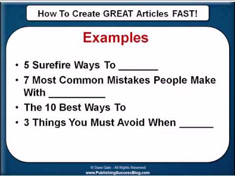 How To Write Articles Fast   Article Marketing Tips