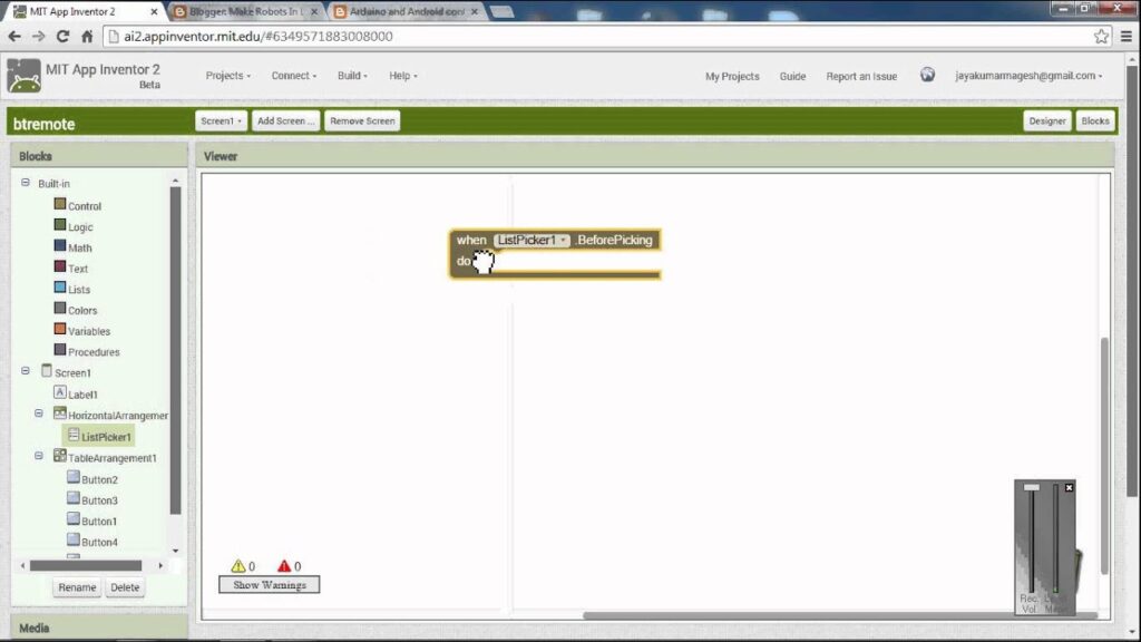 How to make an android app to control a robot using MIT app inventor