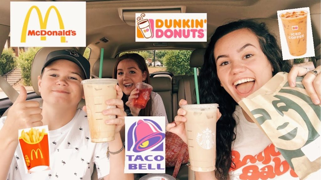 Letting the Person IN FRONT of me decide what I EAT! / DRIVE THRU CHALLENGE