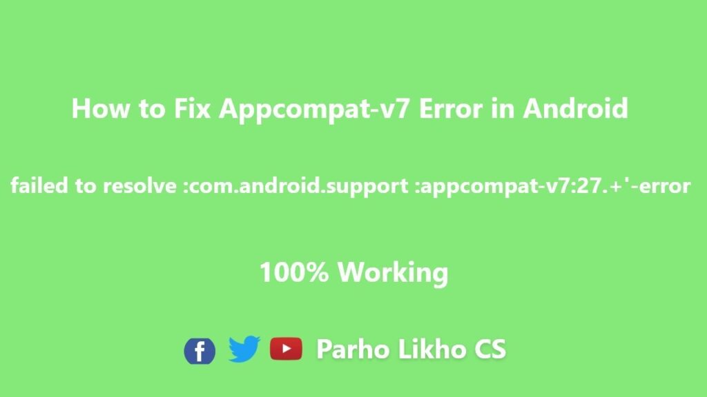 failed to resolve :com.android.support :appcompat-v7:27.+'-error 2018   android studio tutorial