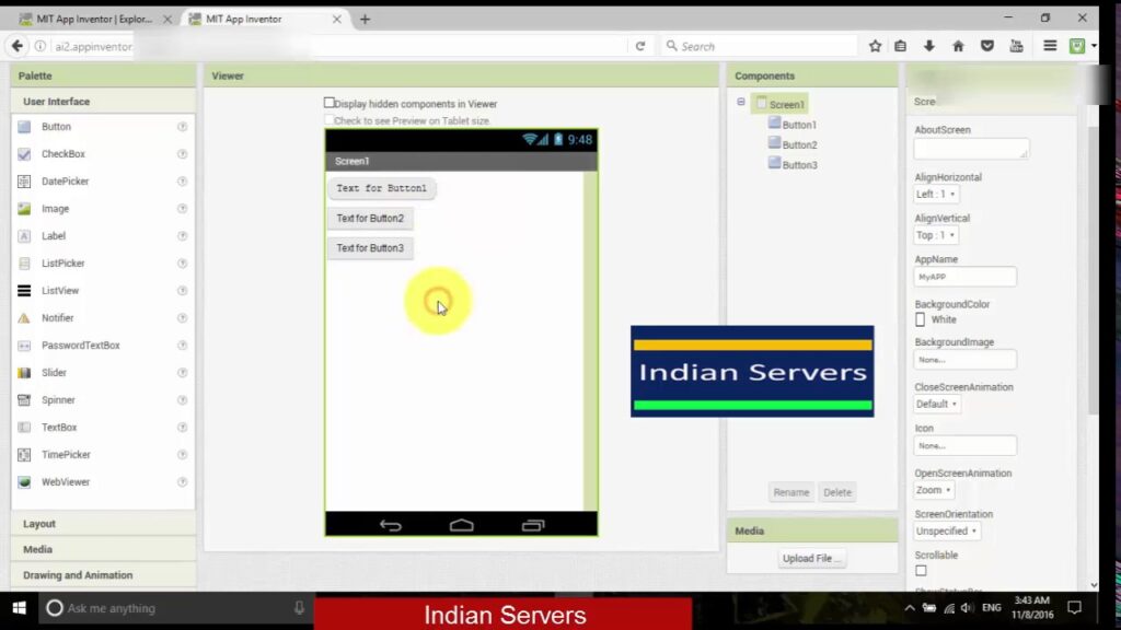 Android Application Development (telugu)- with MITapp inventor Part 1
