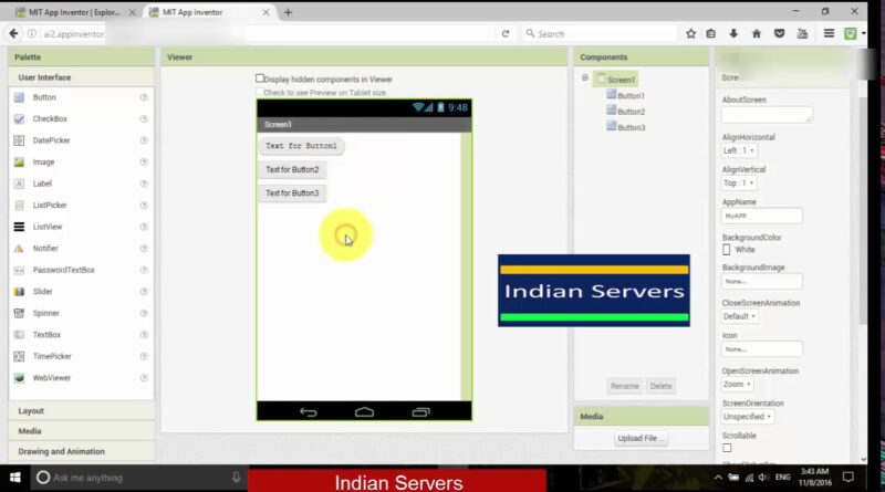 Android Application Development (telugu)- with MITapp inventor Part 1
