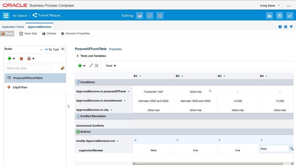 Creating Business Rules in Oracle Process Cloud Service