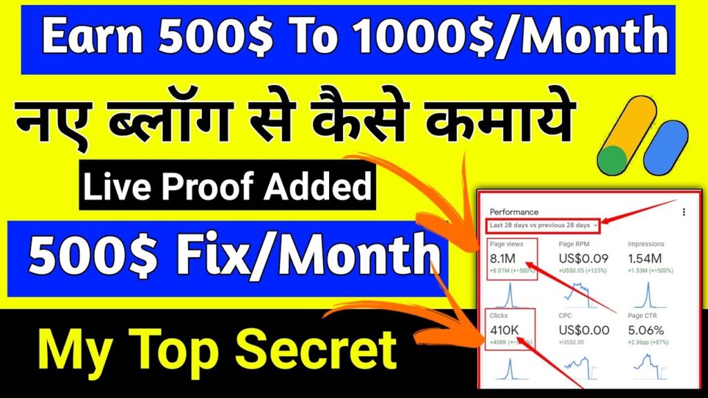 Earn 500$-1000$/Month From New Running a blog Website🔥( NEW BLOGGER'S ) Incomes Trick 1