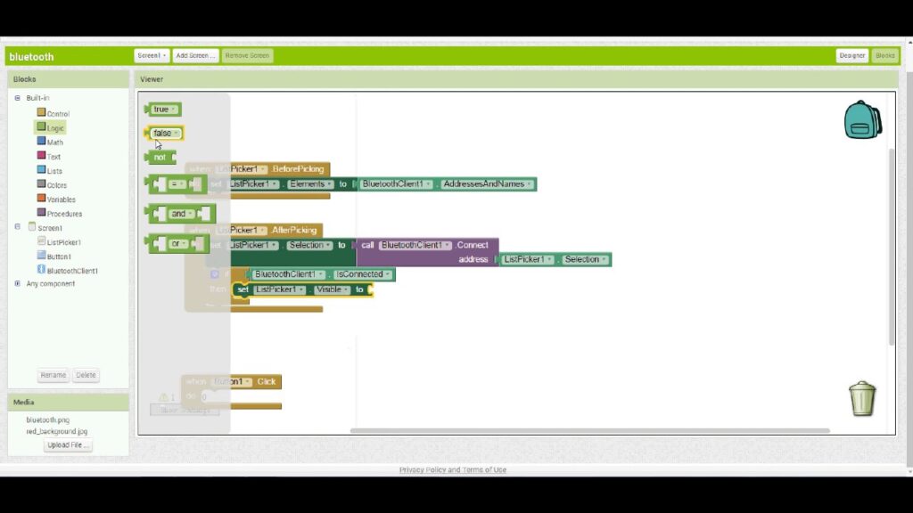 How to MIT APP INVENTOR 2 Make a Bluetooth Connection  Screen