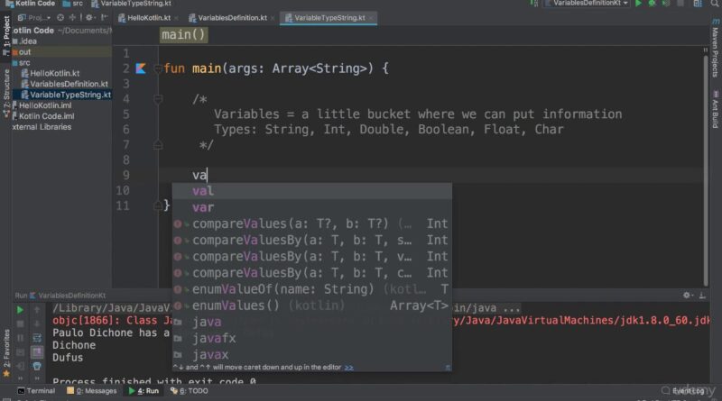 Kotlin Developer Masterclass - Build Android & Kotlin Apps : Kotlin Variable type String