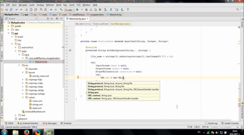 Develop simple File Downloader in Android Studio