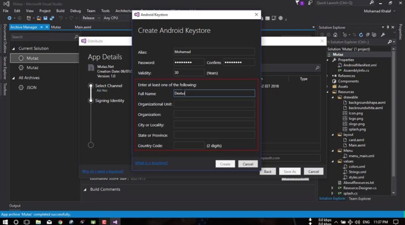 Xamarin : Easy way to generate APK file for xamarin form using visual studio 2015