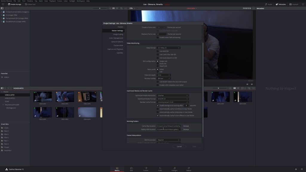 DaVinci Resolve, Montage#9 : Optimiser les performances 1