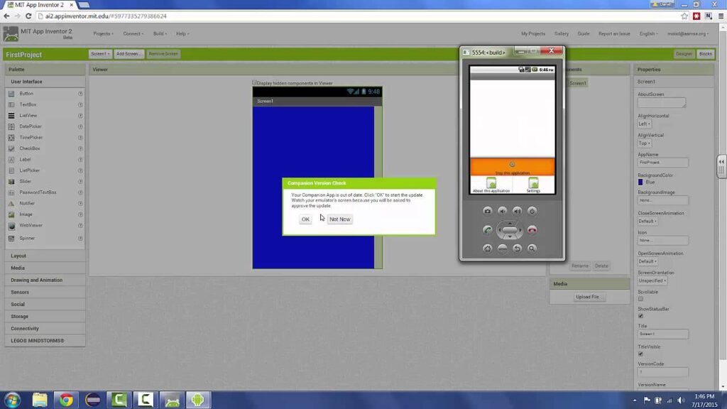 Connecting to App Inventor Emulator and Updating Companion