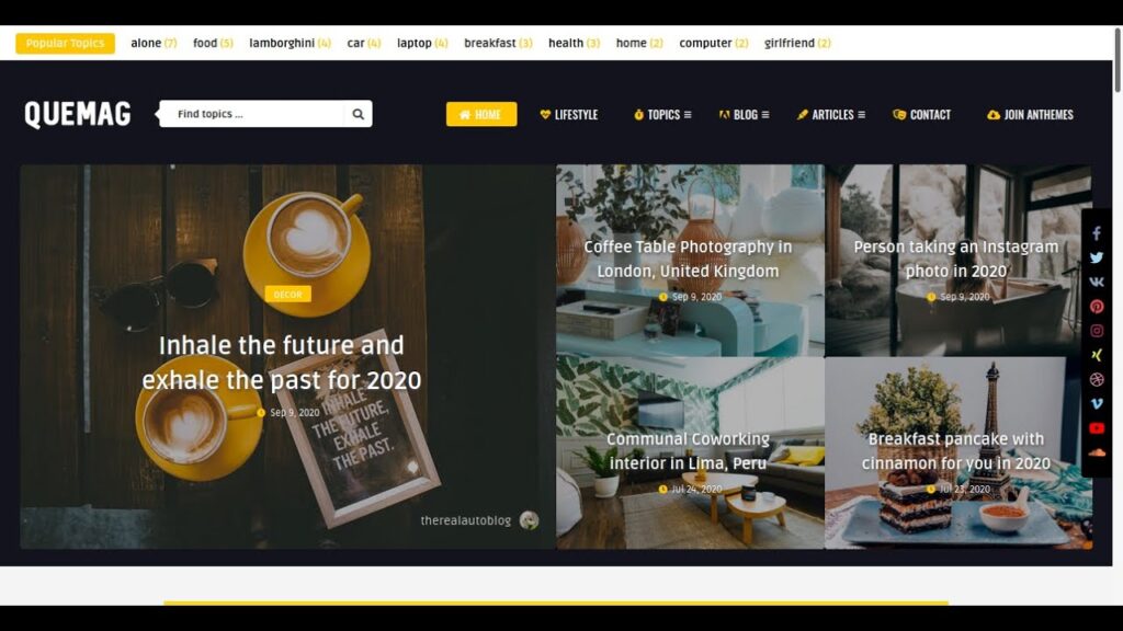 Quemag WordPress Theme | Artistic WordPress Theme for Bloggers | Weblog Journal Theme 1