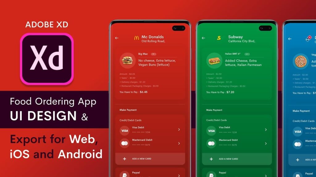 Food App UI Design + Exporting for iOS, Android and Web | Adobe XD | Design Weekly