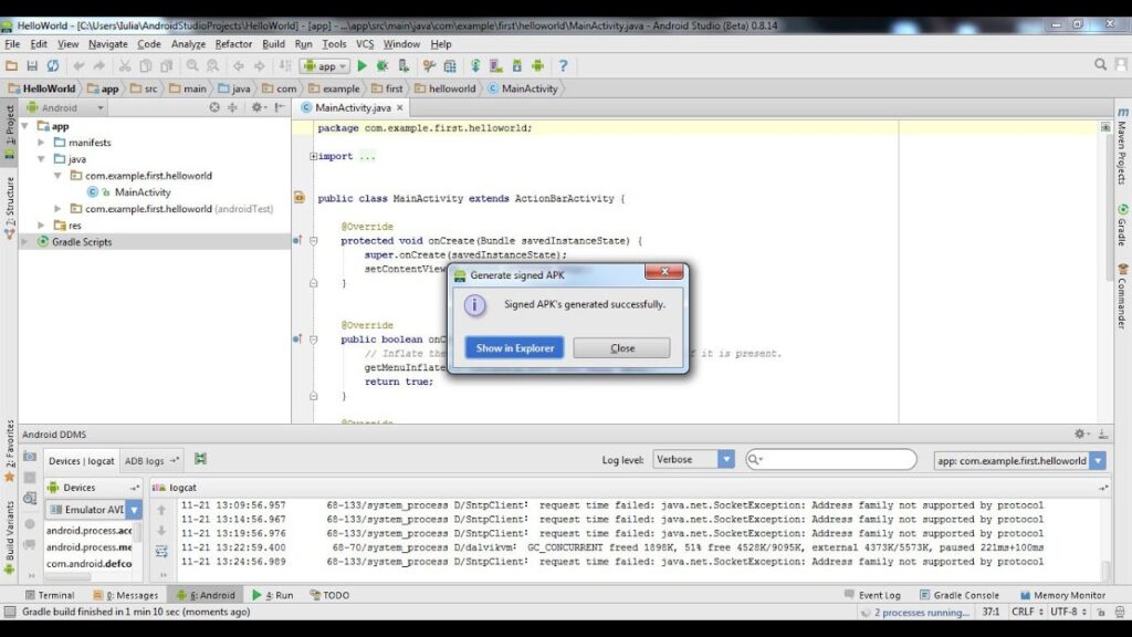 Android tutorials: Export your app from Android Studio