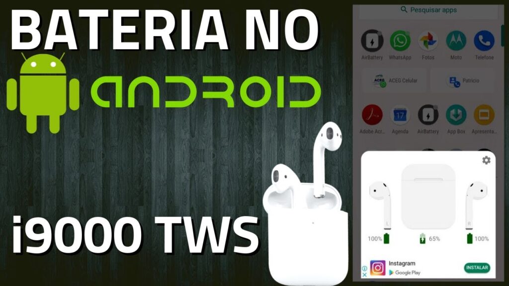 Fone de Ouvido Bluetooth AirPods i9000 TWS no ANDROID