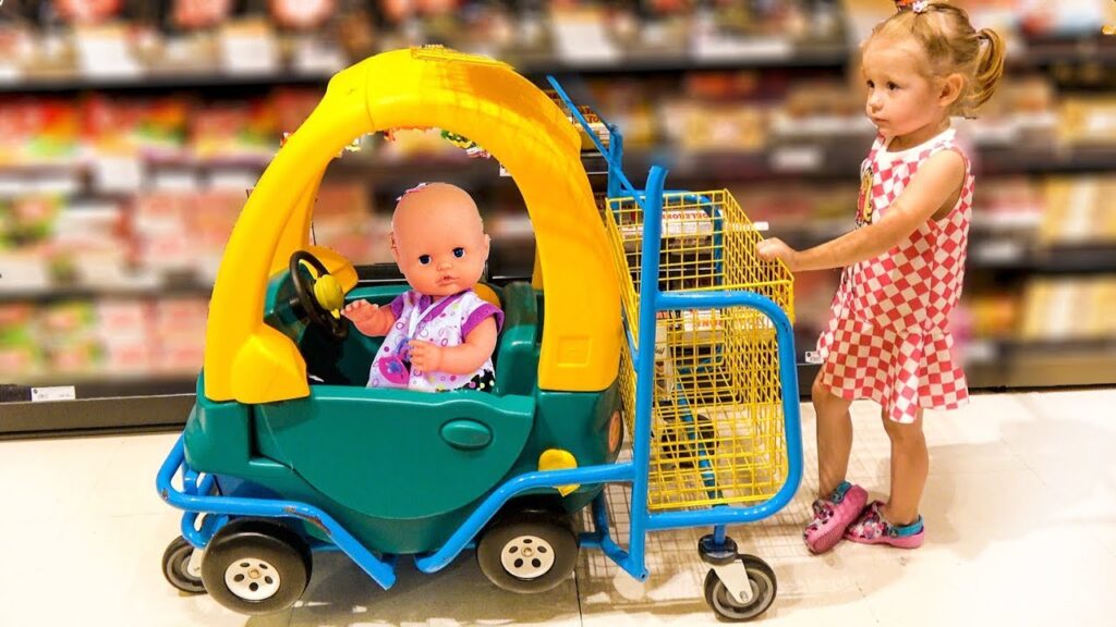Nastya Pretend Play in Shopping with Baby Doll and Toys! 1