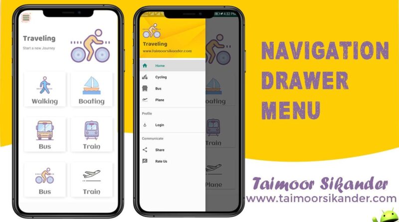 Android Navigation Drawer Menu Material Design | Android studio tutorial | Part 1