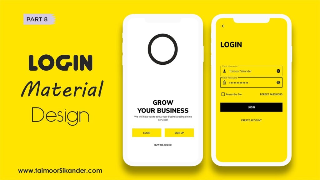 Material Design Login Screen in Android Studio - Part 8 - City Guide App - 2020