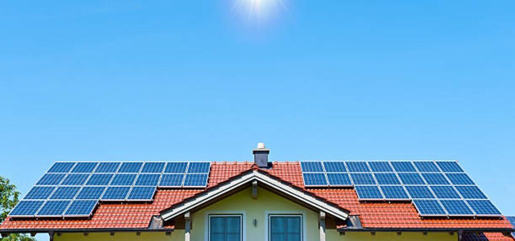 solar panels on metal roof