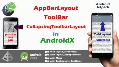 AppBarLayout in Androidx | Toolbar | collapsingtoolbarlayout android studio | Android Jetpack