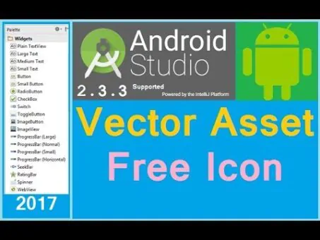 Android free vector icons. Android icons generator. Android Studio 2.3.Three assist tutorial
