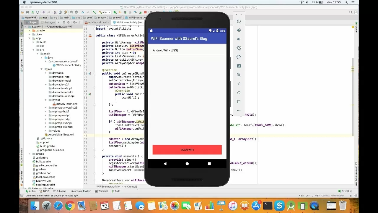 Develop a WiFi Scanner Android Utility with Android Studio
