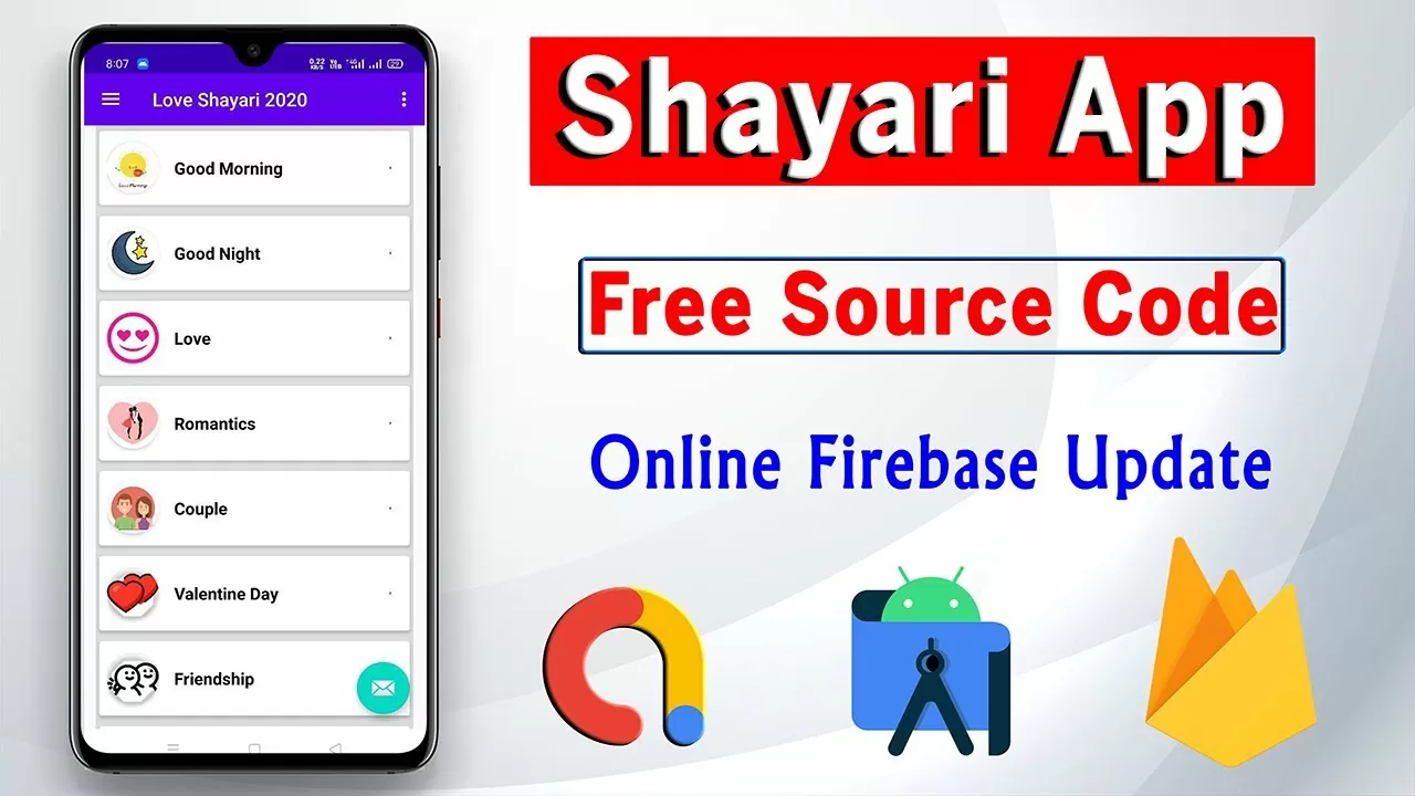 The right way to Create Shayari App with Firebase | Free Android Supply Code with Database
