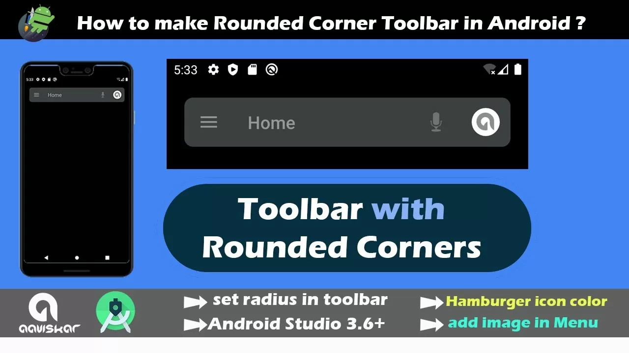 How you can make Toolbar with Rounded Corners radius inside Appbar Format | Android Studio Tutorial 2020