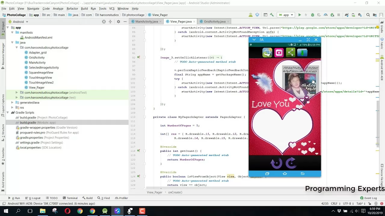 Picture Collage Maker App utilizing Android Studio Demo Tutorial