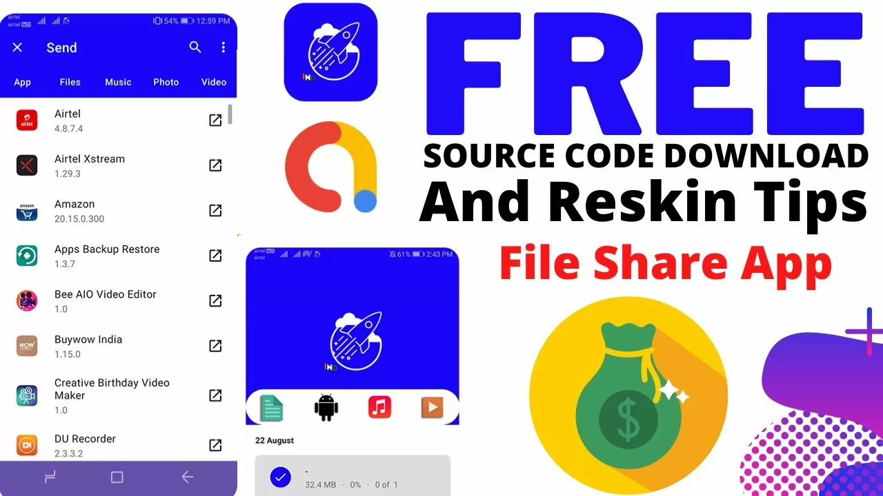 File sharing app android studio || free supply code || android app supply code || admob || shareit