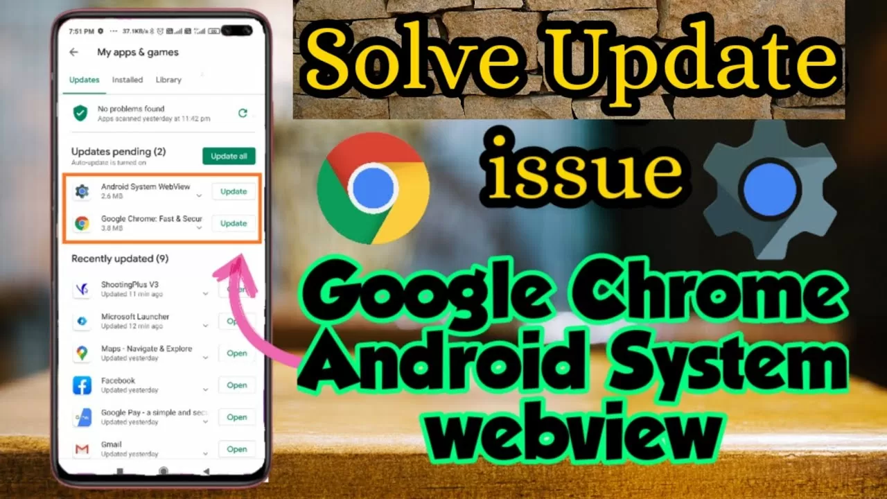 How to Solve Google Chrome and Android System Webview Application Update issues in Malayalam