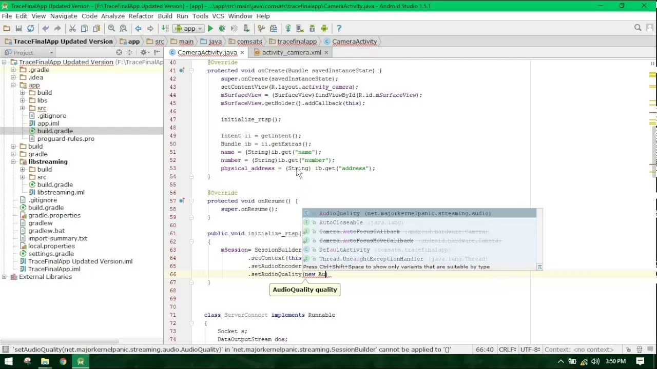 Actual Time Video Streaming in Android utilizing LibStreaming API & Wowza Media Server Android Studio