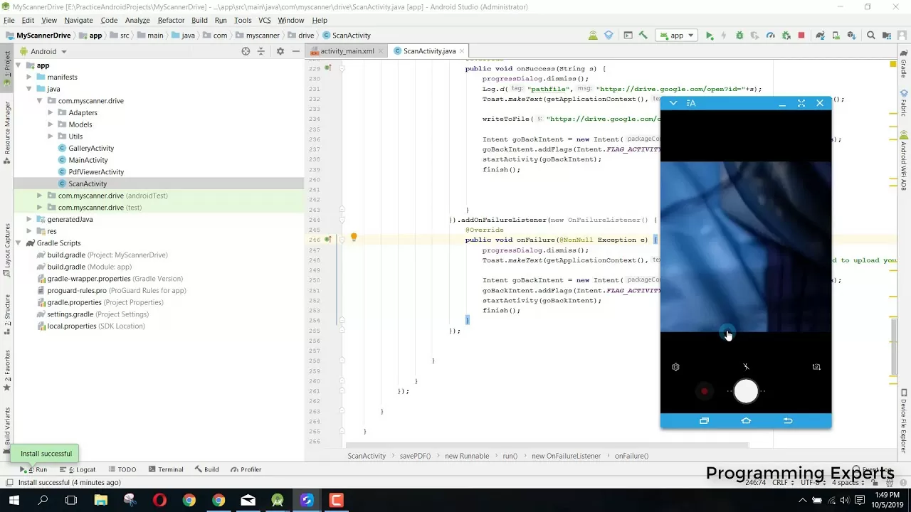 Image & PDF Scanner with Google Drive API Demo in Android Studio